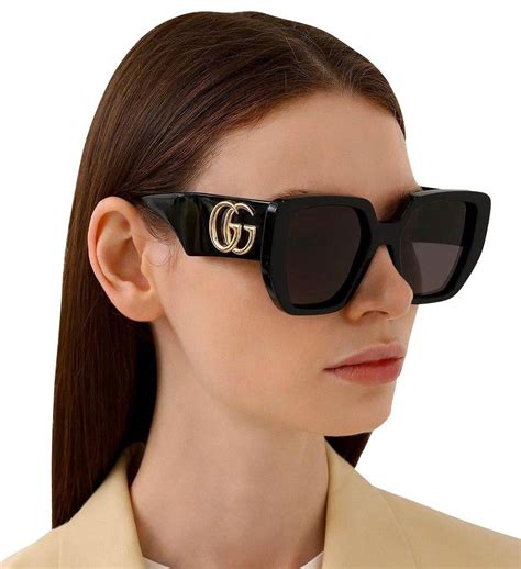 gucci 003|Gucci Geometric Sunglasses GG0956S 003 Black/Gold 54mm 956.